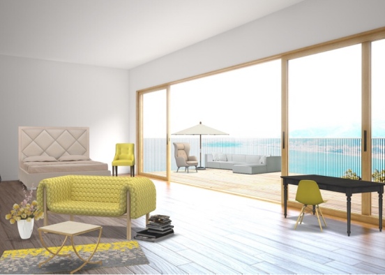 Yello Bedroom with a view 💛 Design Rendering