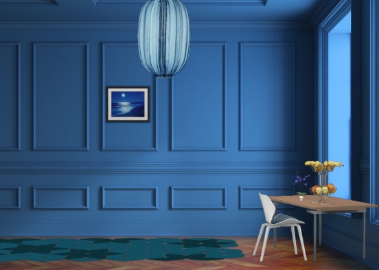 A simple blue living area  Design Rendering