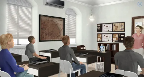 Classic Modern Style of High School Classroom