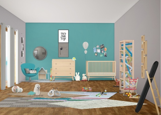 Baby room blue  Design Rendering