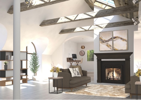 Mid-century Modern Living room Design Rendering
