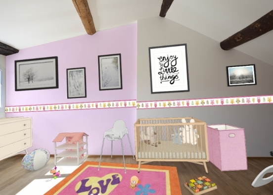 Girly Girl Baby Bedroom Design Rendering