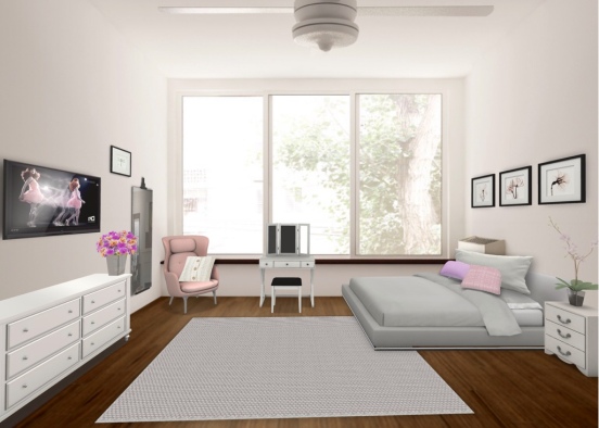 Girly Teen Bedroom Design Rendering