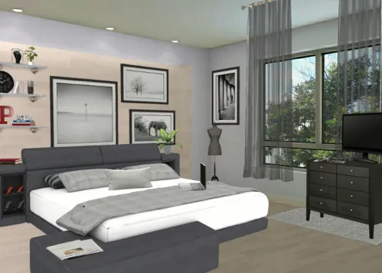 Master grey bedroom Design Rendering