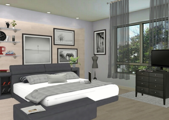 Master grey bedroom Design Rendering