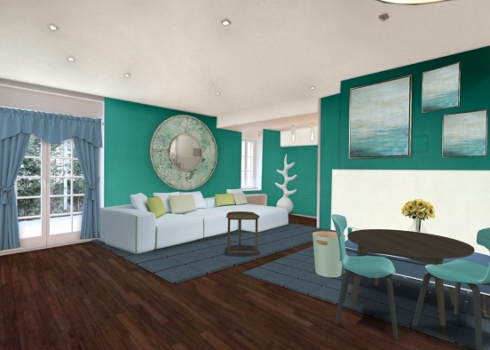 Living room in my favvvv colour--#Turquiose lovee❤️❤️❤️😍😍😇 Design Rendering
