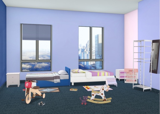 kids bedroom in New York City Design Rendering