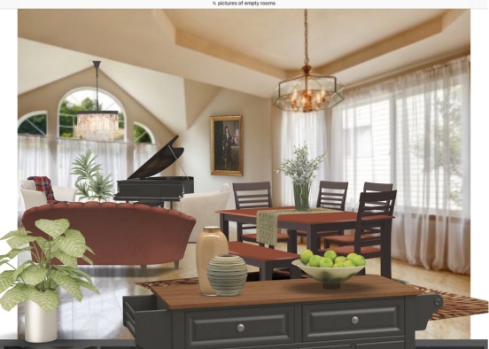 dining room and living room Design Rendering