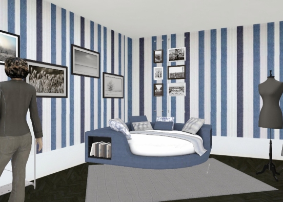 Bedroom In Blue Design Rendering