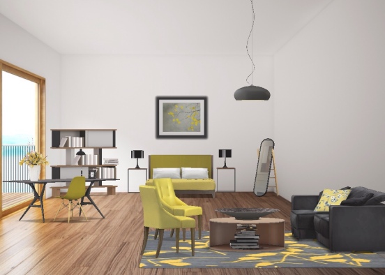 yellow black and wood Design Rendering