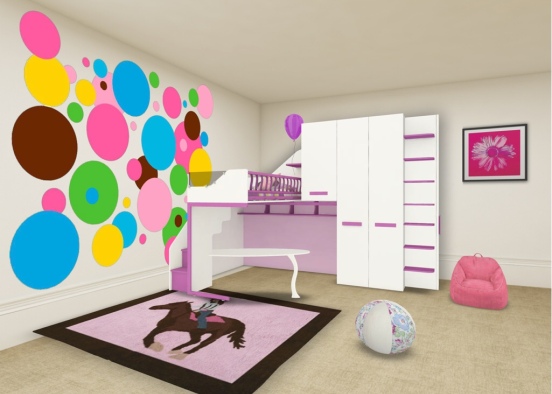 pink and purple kid room Design Rendering