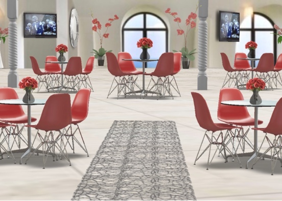 Red Seat Dining Restaurant Design Rendering