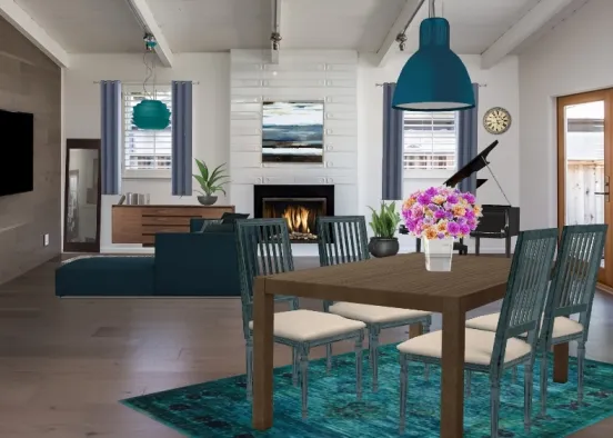 Blue Livingroom  Design Rendering