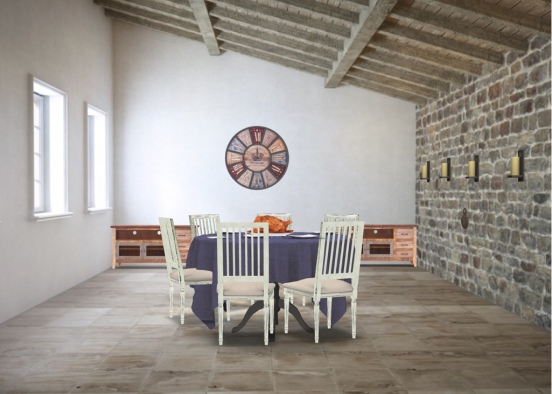 rustic Italian cottage Dining room Design Rendering