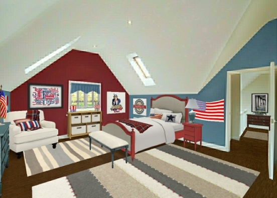 Patriotic Bedroom.  Design Rendering