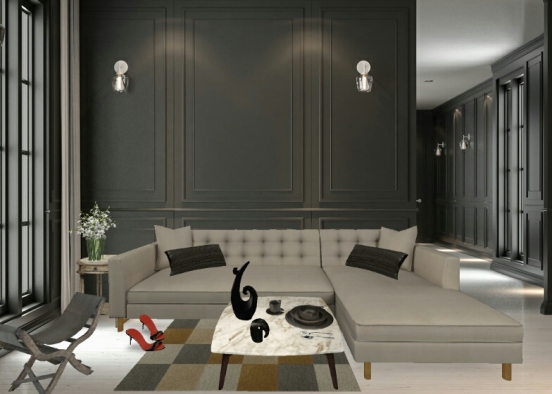 Beige livingroom Design Rendering