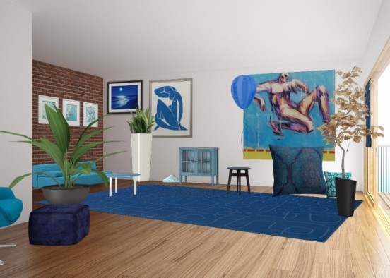 Blue seaside lounge Design Rendering
