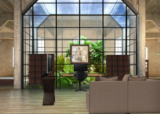 Office with tv Design Rendering