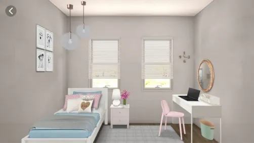 Quarto de visita integrado com home office e penteadeira. Anna