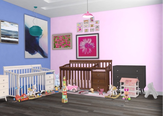 baby boy and girl nursery  Design Rendering