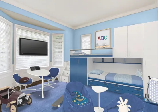 Blue Kids Room Design Rendering