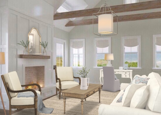 Cape Cod Living Room Design Rendering