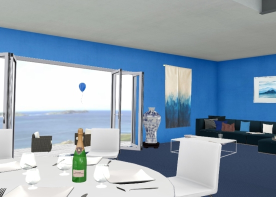 Blue dining room/salle à manger bleu Design Rendering