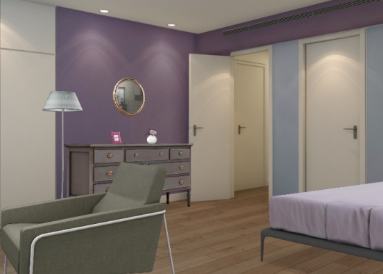 Chambre avec des touches de violet Design Rendering