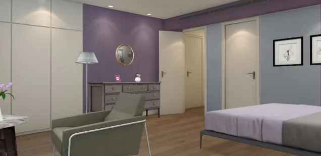 Chambre avec des touches de violet