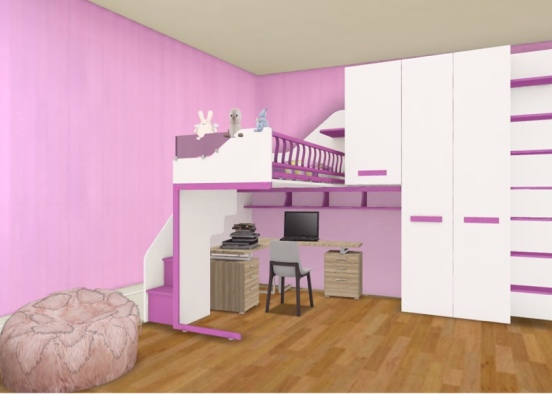 Girl’s pink room Design Rendering