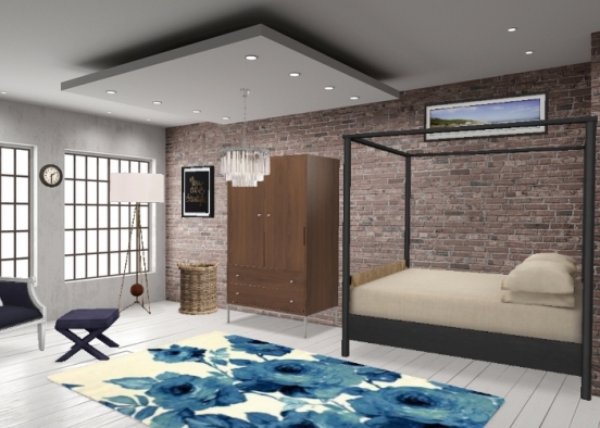 Cute loft bedroom Design Rendering