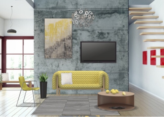 Yellowed Modern Home Design Rendering