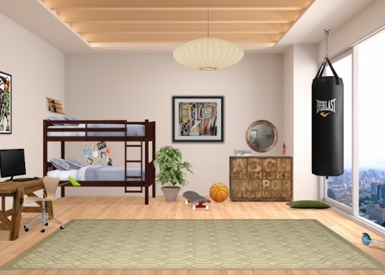 teenage boy's room Design Rendering