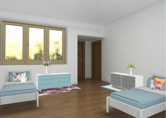 Alex and Amy girl 9 year olds twin room Design Rendering