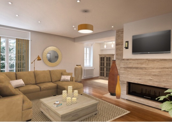 The Beige Lifestyle Living Room Design Rendering