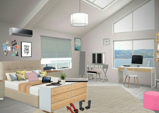 Bedroom for girls Design Rendering