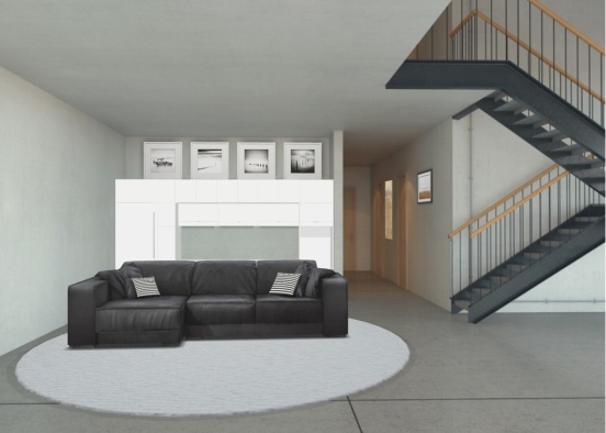living room, kitchen  Design Rendering