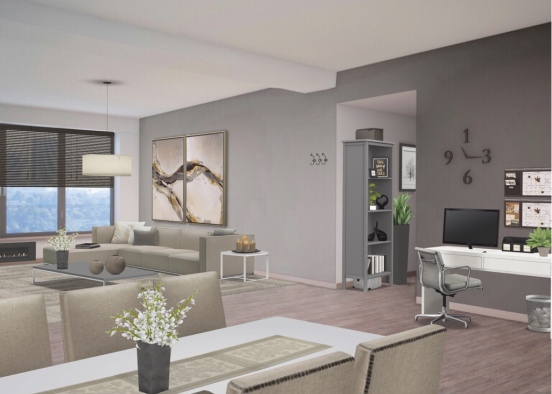 Living room beige_black Design Rendering
