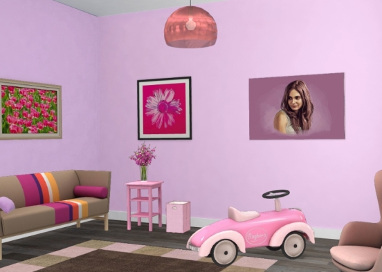 Simple Pink Room Design Rendering
