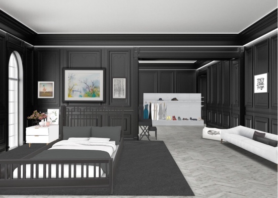Black and White bedroom ♥️ Design Rendering