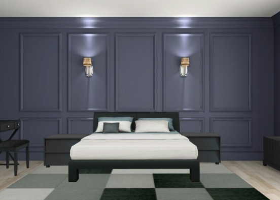 Dark bedroom Design Rendering