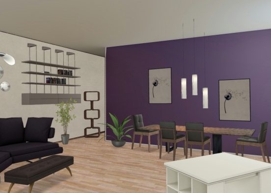 Dining and Living Design Rendering