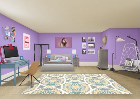 Older girls purple room Design Rendering