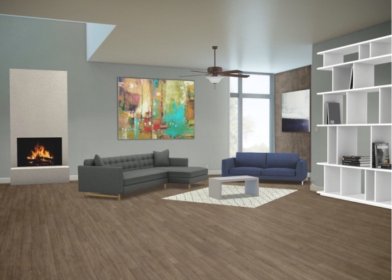 The modern home living room Design Rendering