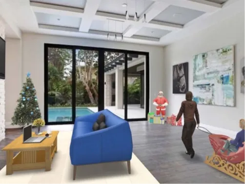 another living room decorated for Christmas 