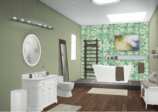 Green bathroom Design Rendering