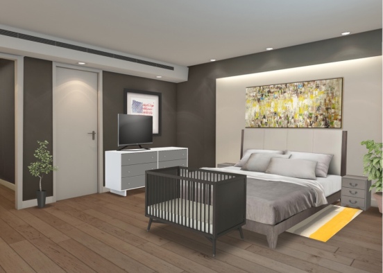 Bedroom with Baby Design Rendering