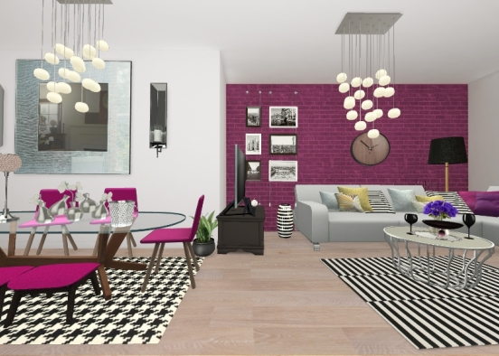 Black&white&pink Design Rendering