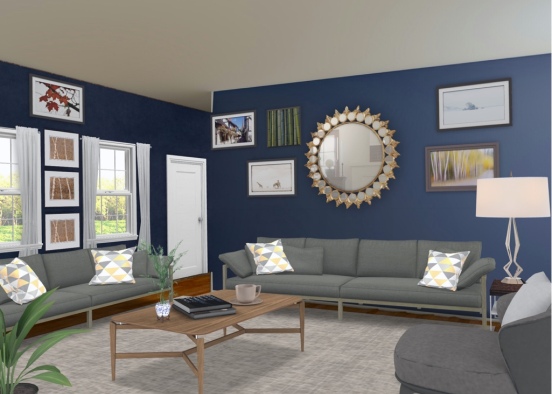 Springs Navy Blue LivingRoom Design Rendering