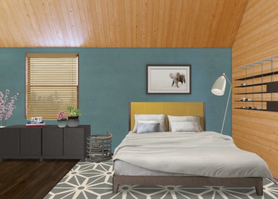 log cabin bedroom  Design Rendering